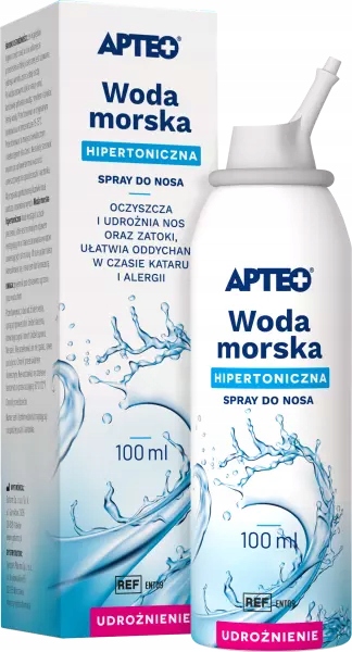 Woda Morska Hipertoniczna Apteo Care Spray Udrażnia Nos I Zatoki 100ml
