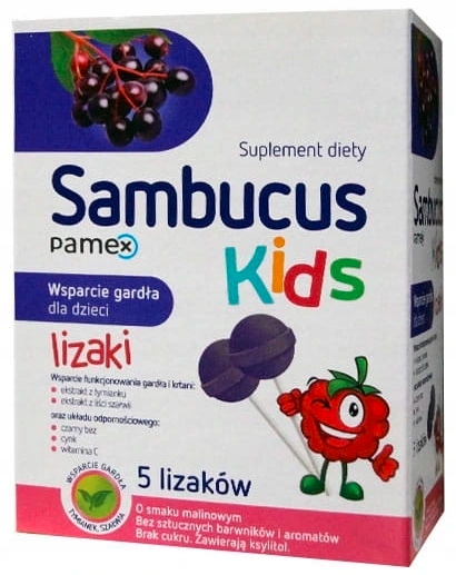 Sambucus Kids Lizaki Na Odporność Dla Dzieci O Smaku Malinowym 5 Sztuk