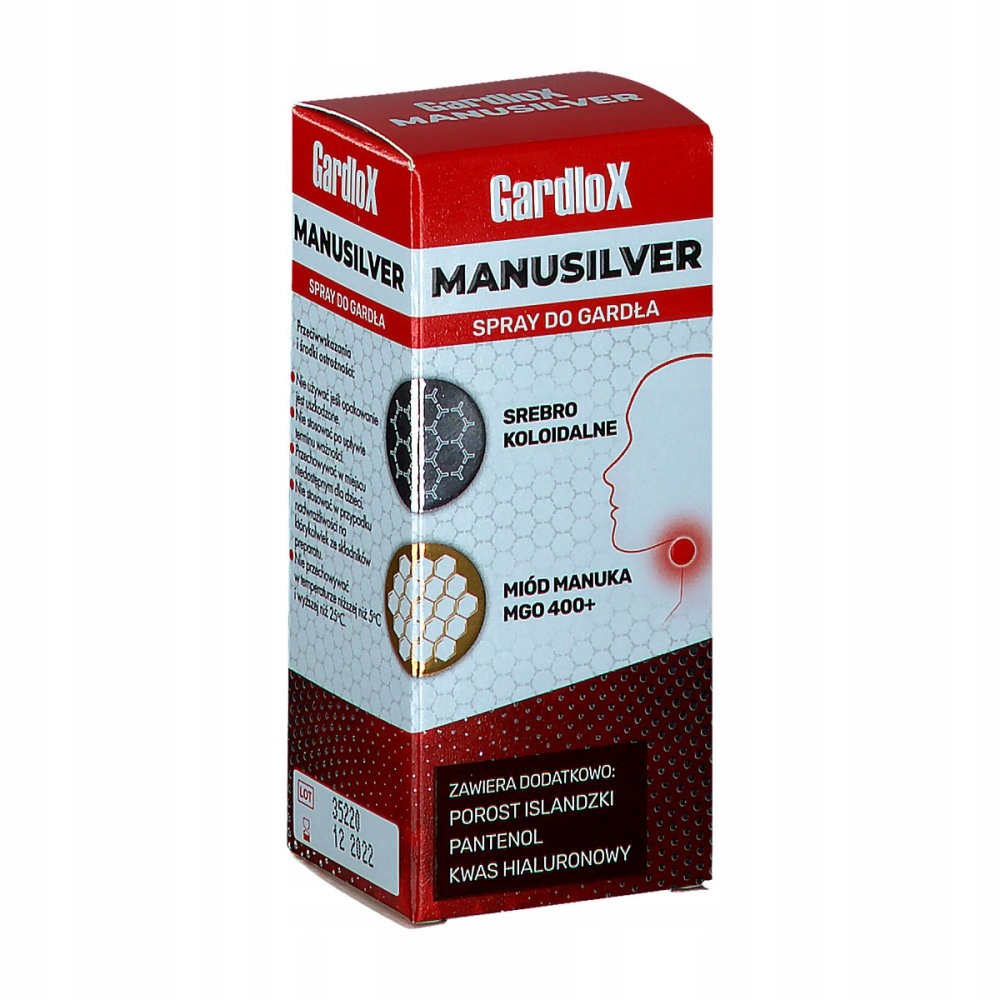 Gardlox Manusilver Spray Na Infekcje Górnych Dróg Oddechowych 30ml