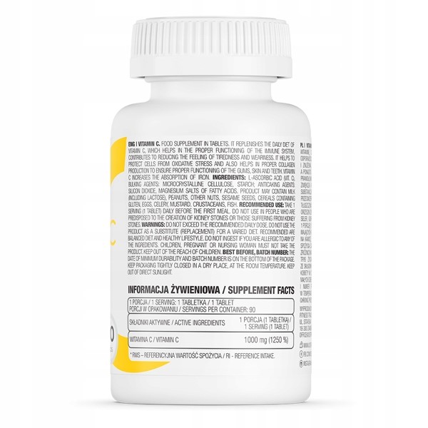 Ostrovit Vitamin C 1000mg Kwas L-Askorbinowy 90 Tabletek