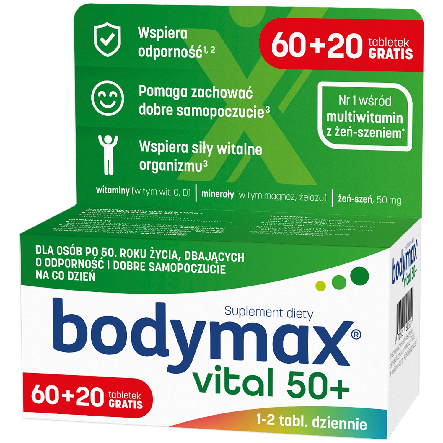 Bodymax Vital 50+ Żeń-szeń Energia Witalność 80szt