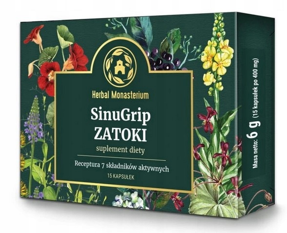 SinuGrip Zatoki Andrographis + Werbena Herbal Pharmaceuticals 15 Kapsułek