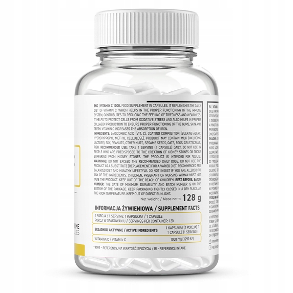 OstroVit Vitamin C1000 Wsparcie Odporności I Antyoksydacji 120 Kapsułek