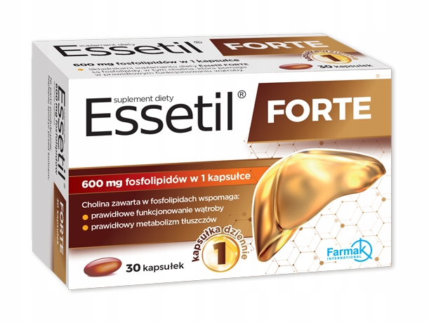 Essetil Forte 600 Mg Fosfolipidów Wsparcie Wątroby 30 Kapsułek