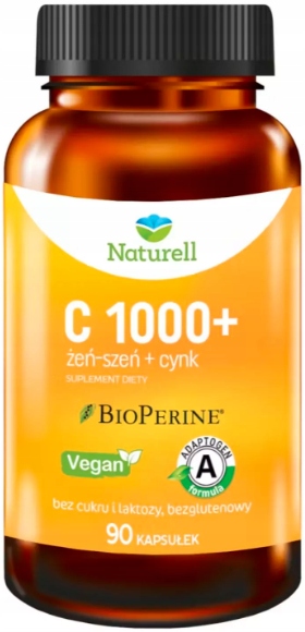 Naturell Witamina C 1000+ Żeń Szeń + Cynk 90 Kapsułek