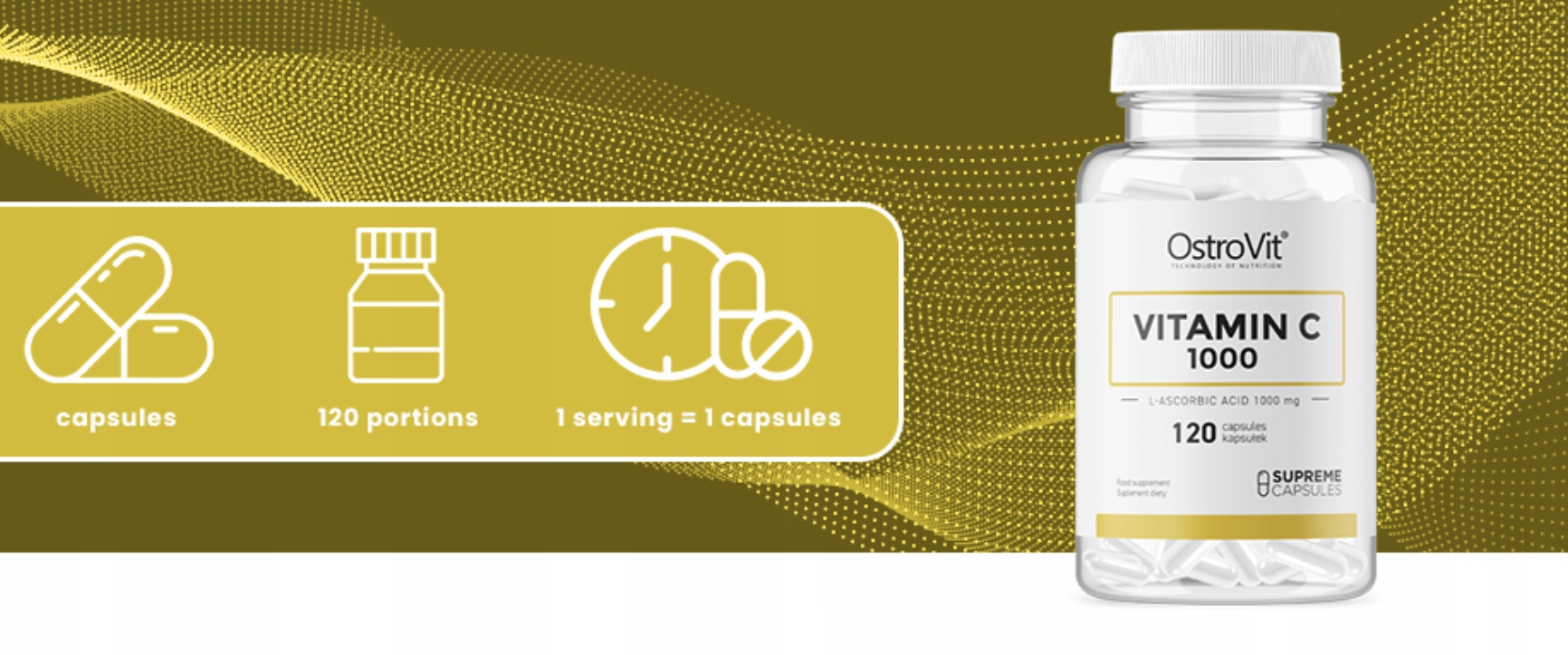 OstroVit Vitamin C1000 Wsparcie Odporności I Antyoksydacji 120 Kapsułek