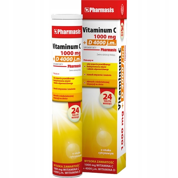 Musująca Witamina C 1000 mg + D3 4000 j.m Pharmasis 24 Sztuki