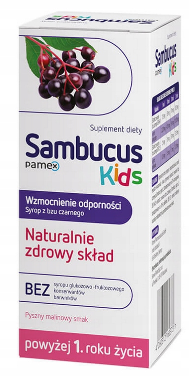 Sambucus Kids Smak Malinowy Naturalnie Zdrowy Skład 120ml