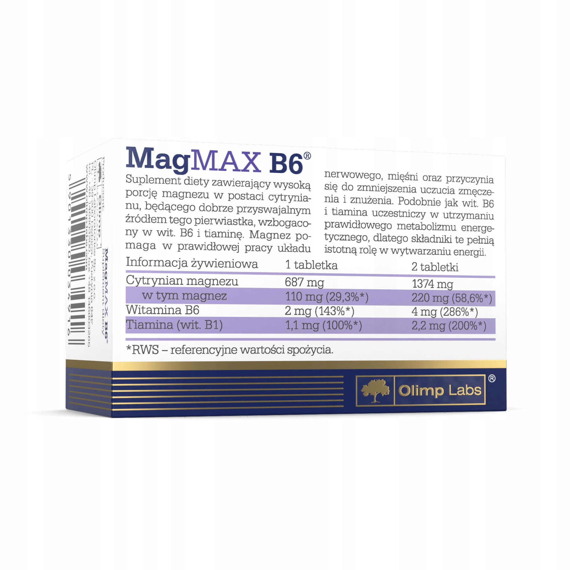 Olimp MagMAX B6 687mg Cytrynianu Magnezu 50 tabl.