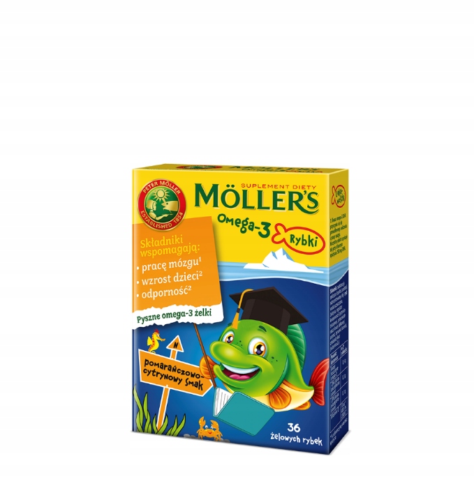 Moller's Omega-3 Rybki Pomarańcz-Cytryna Żelki 36s