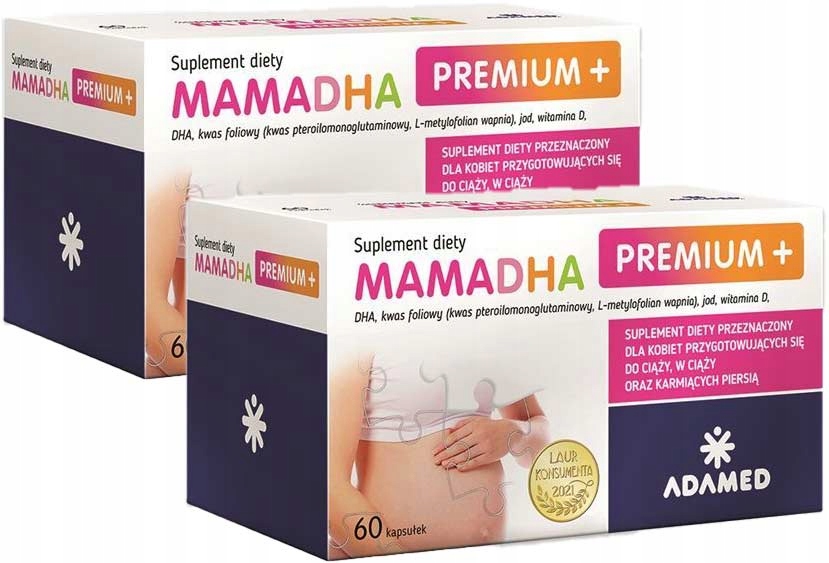 MamaDHA Premium+ kwas foliowy, DHA, jod 60 kaps
