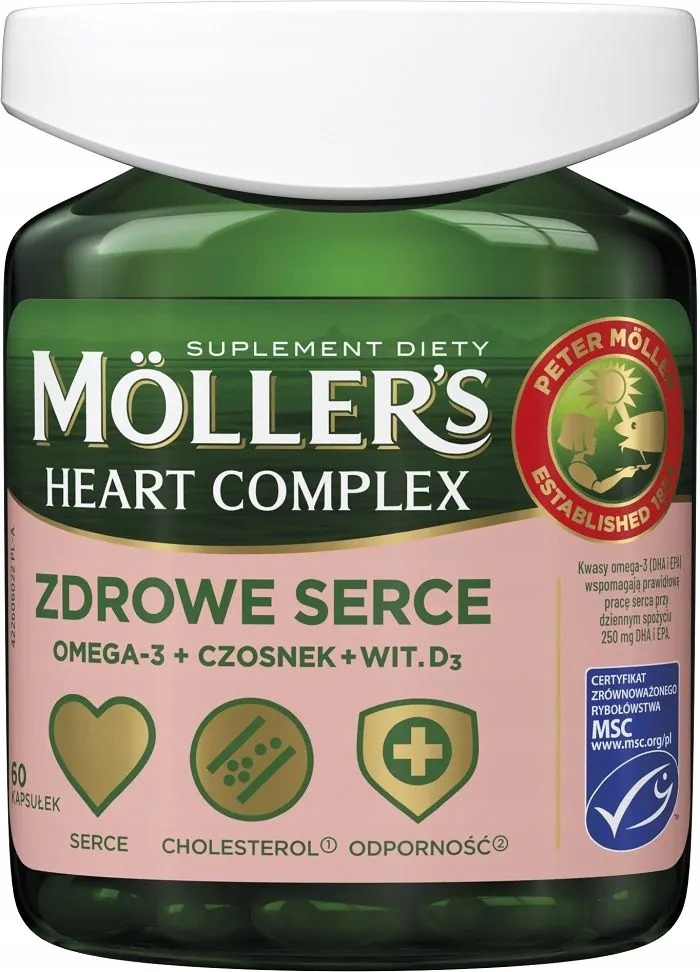 Mollers Zdrowe Serce Omega-3 + D3 + Czosnek 60 szt