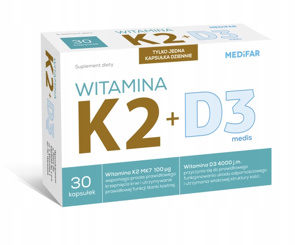 Witamina K2 100 + D3 4000 Odporność 30 kapsułek