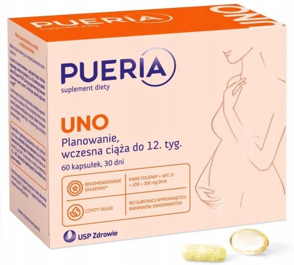 Pueria Uno Witaminy Dla Planujących Ciążę I Do 12tego Tygodnia 60 Kapsułek