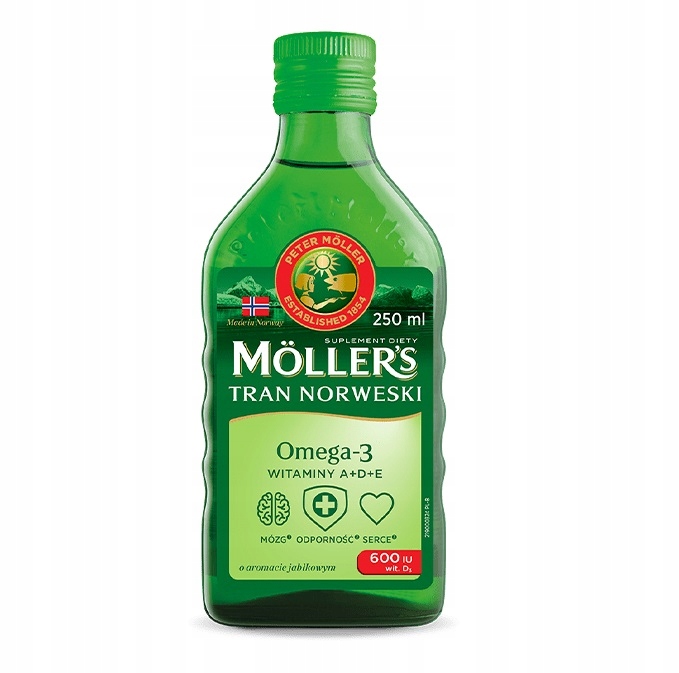 Moller's Tran Norweski Jabłkowy Omega-3 + D3 250ml